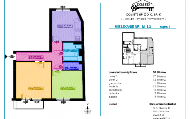 Mieszkanie 2 pokojowe 56,20 m²  Wrocław Nadodrze 5341758
