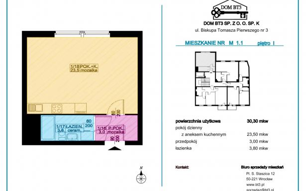 Kawalerka 30,30 m² Wrocław Nadodrze, Biskupa Tomasza Pierwszego 3 5341839