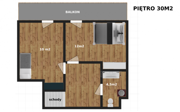 Mieszkanie jedno-piętrowe w zabudowie szeregowej z ogródkiem 64m2 5356396